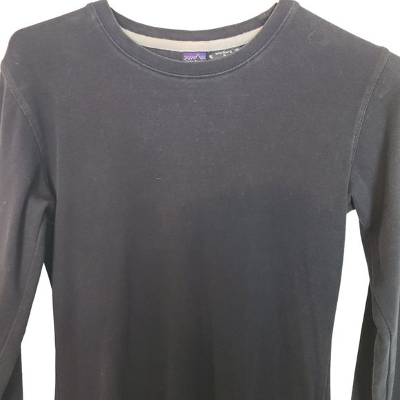 Patagonia Womens S Black Organic Cotton Crew Neck Long Sleeves Mini Dress - Picture 2 of 7
